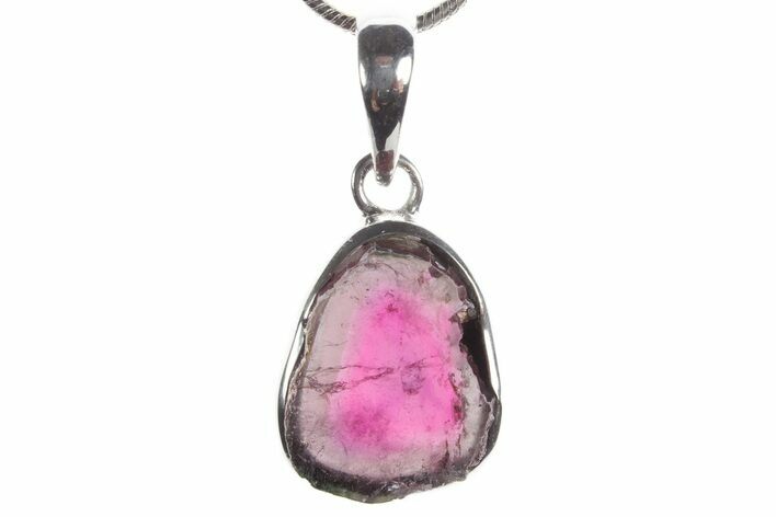Polished Watermelon Tourmaline Pendant (Necklace) - Sterling #353974